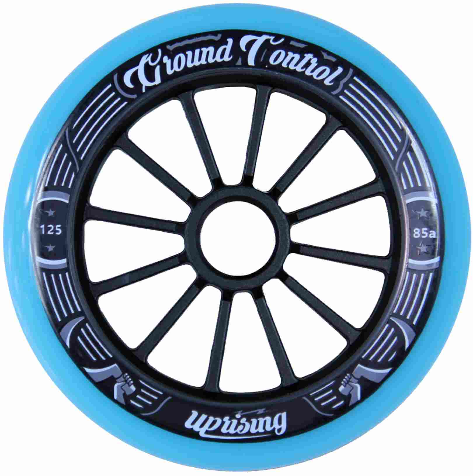 Ground Control FSK inline skate wheel of 125 mm and 85A durometer in turquoise